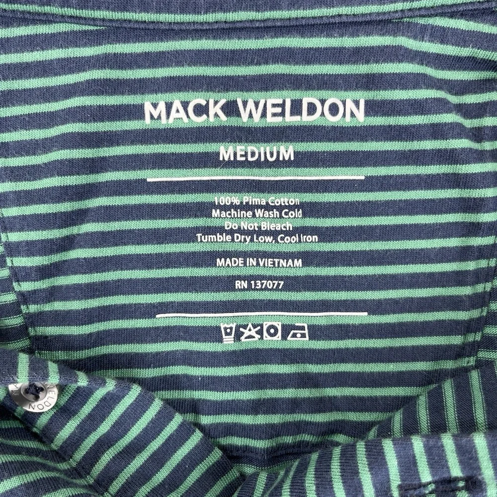 Mack Weldon Striped Polo Shirt Mens Medium‎ Supima Cotton Performance Casual